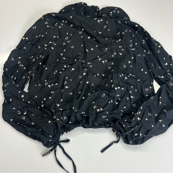 PAIGE women’s black Amalfi Ruffle-Neck Blouse S L15-37 - Picture 5 of 5